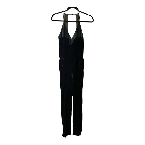 Parke Womens Size XS Black Spaghetti Strap Velvet Jumpsuit - Picture 3 of 5
